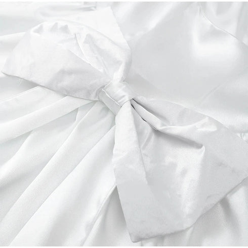 Satin Mini Dress for Women with Big Bow and Backless Design